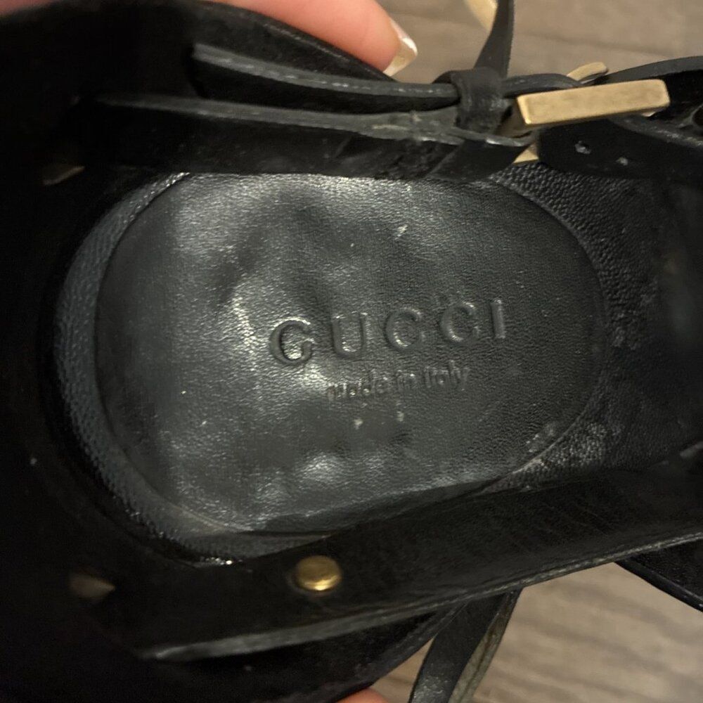 Gucci Authentic Y2K Vintage Black Leather Studded Strappy High Heel Sandals 6 - Picture 8 of 11